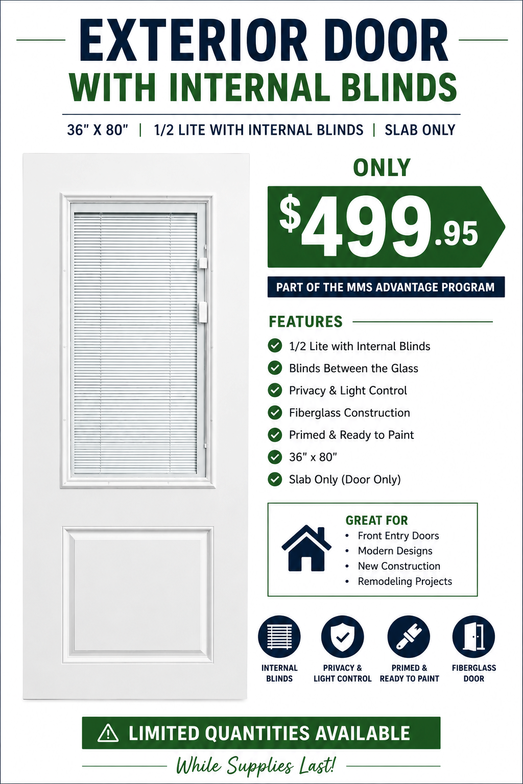 Exterior Door with Internal Blinds reference