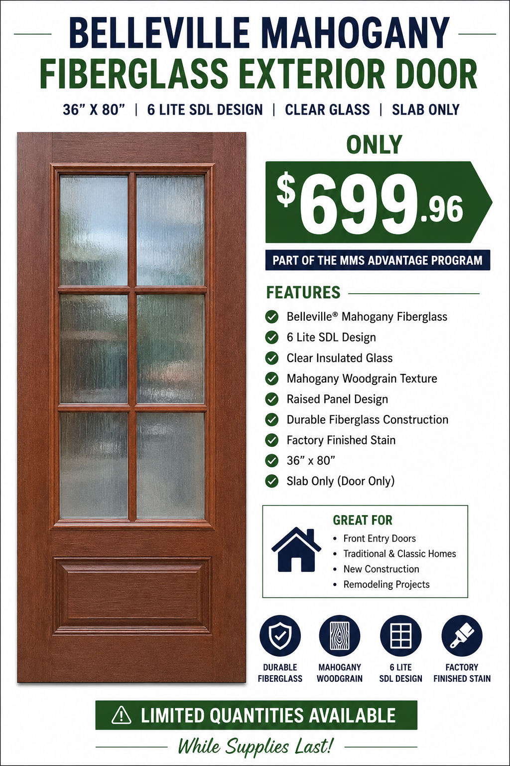 Belleville Mahogany Fiberglass Exterior Door reference